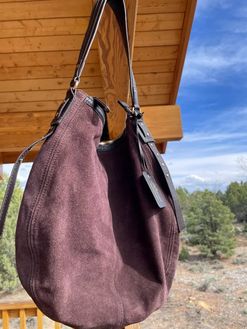 Ashwood Brown Suede Hobo bag - Picture 7 of 9